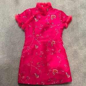 Floral Embroidered Pink Chinese Dress